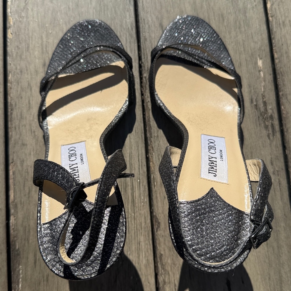 JIMMY CHOO Mettalic Strappy Heels